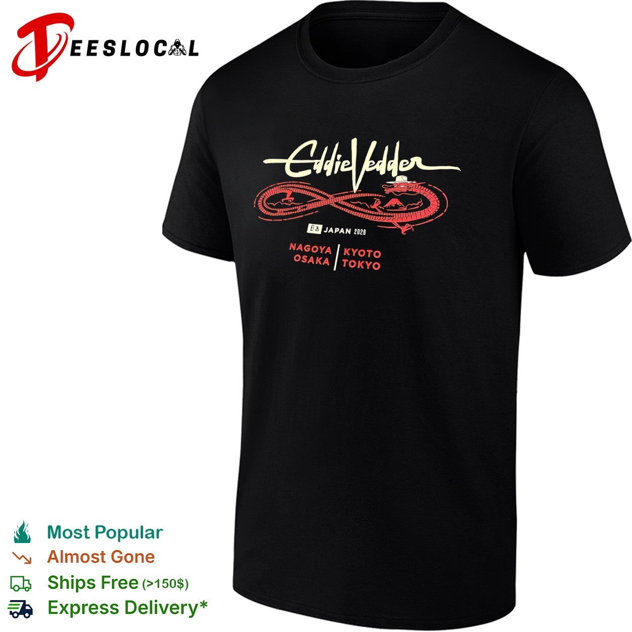 Eddie Vedder Japan 2026 tour dragon Nagoya Osaka Kyoto Tokyo shirt