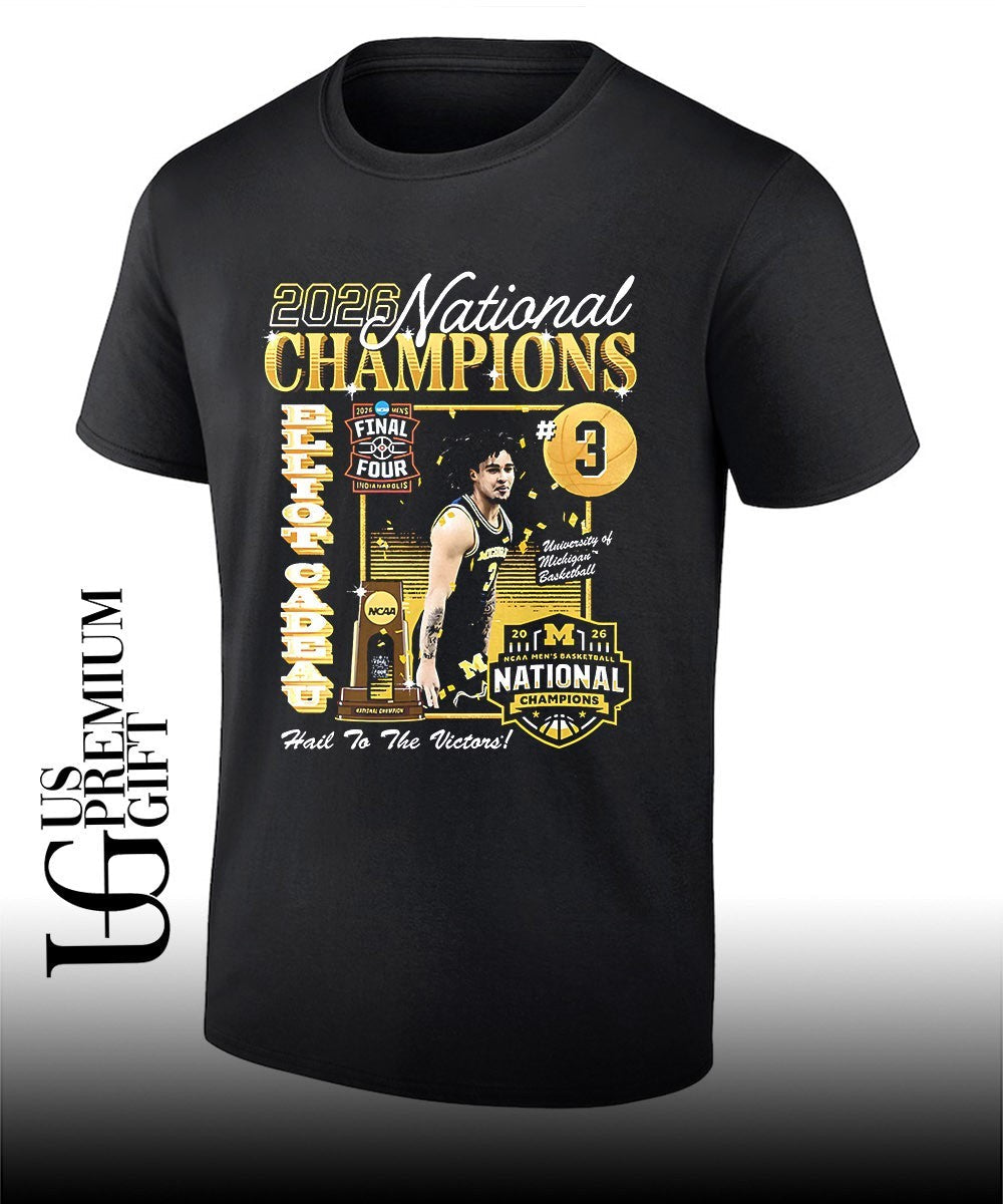 Elliot Cadeau Michigan Wolverines Men’s Basketball National Champion 2026 shirt
