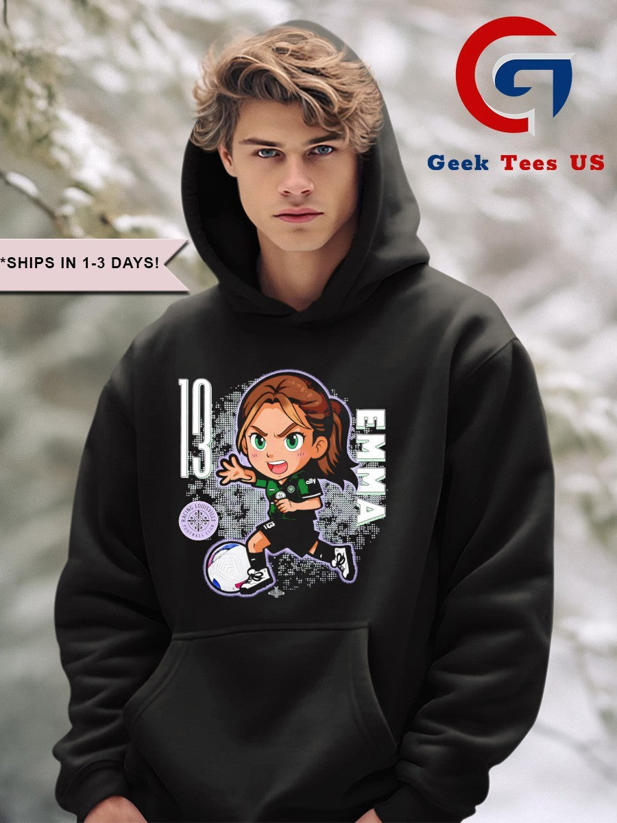 Emma Sears Racing Louisville FC NWSL chibi graphic shirt