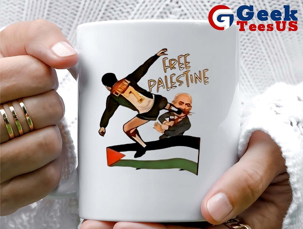 Eric Cantona Free Palestine kung-fu kick to Israeli PM Netanyahu shirt