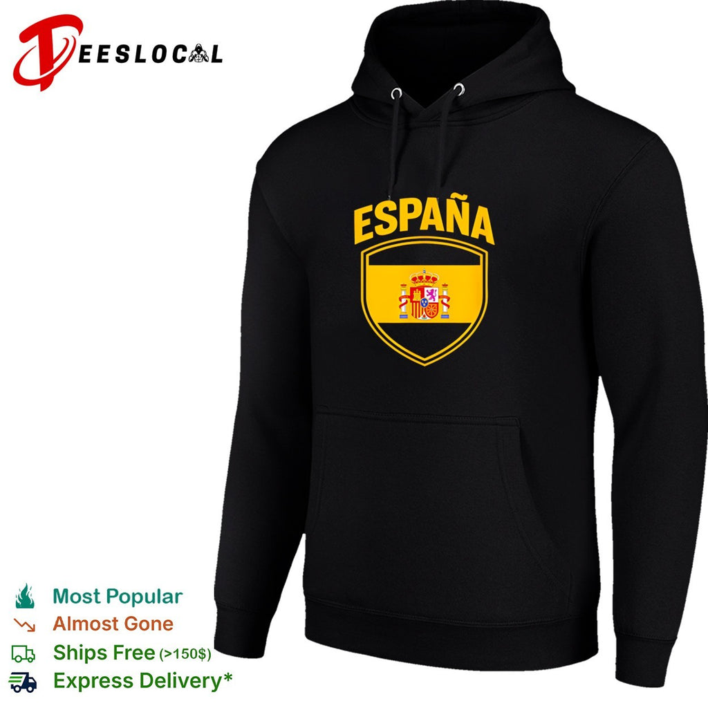 Espana Spanish flag coat of arms crest displayed inside shield badge emblem shirt