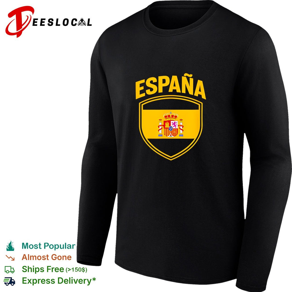Espana Spanish flag coat of arms crest displayed inside shield badge emblem shirt