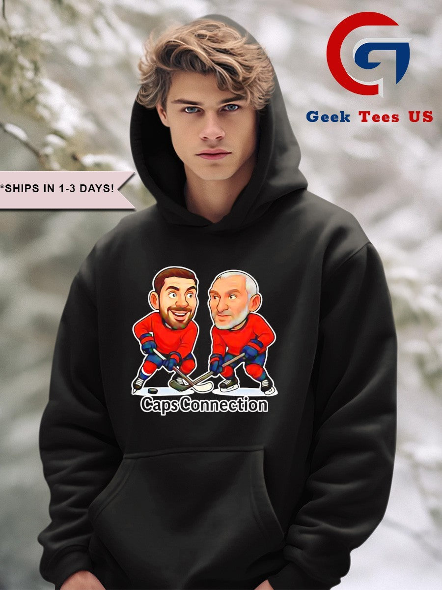 Evgeny Kuznetsov and Alex Ovechkin Caps Connection Hockey caricatures shirt