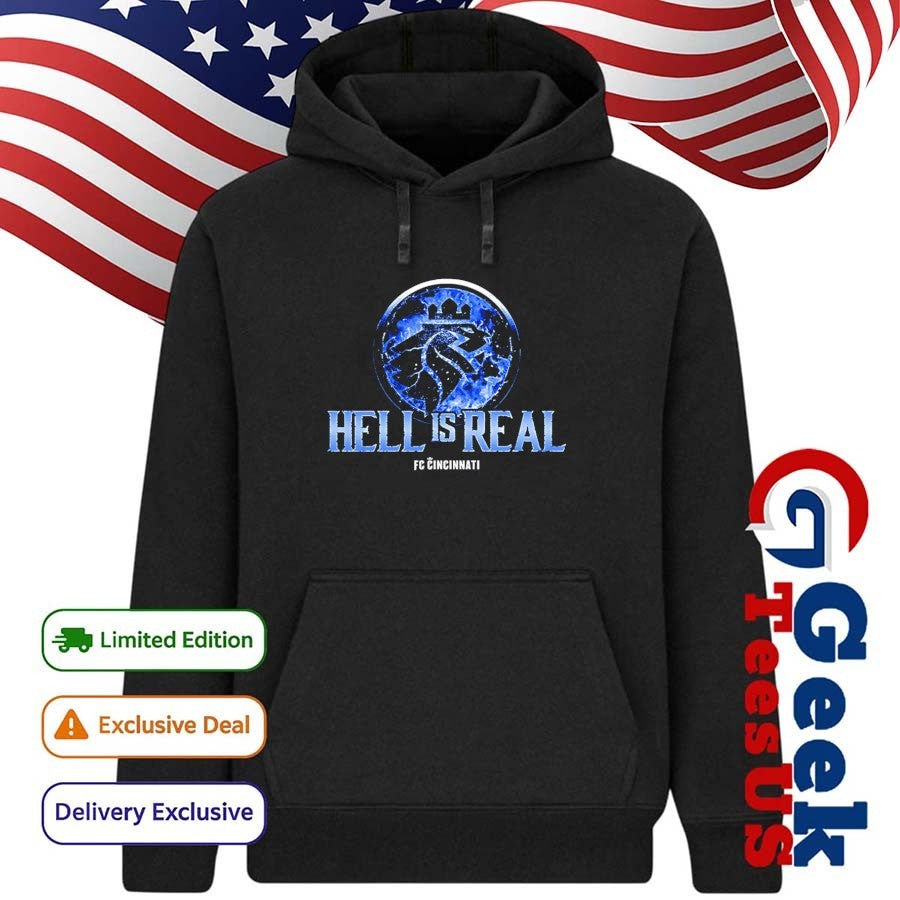 FC Cincinnati Hell is Real Kombat Blue Flame shirt