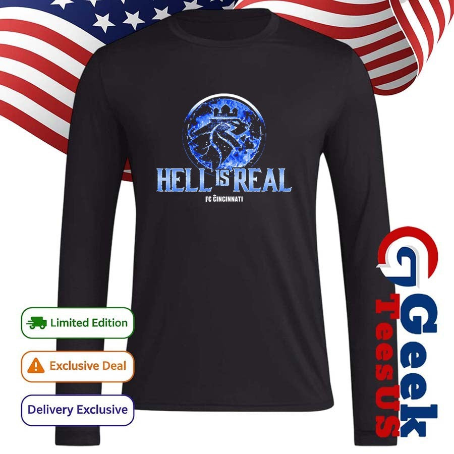 FC Cincinnati Hell is Real Kombat Blue Flame shirt