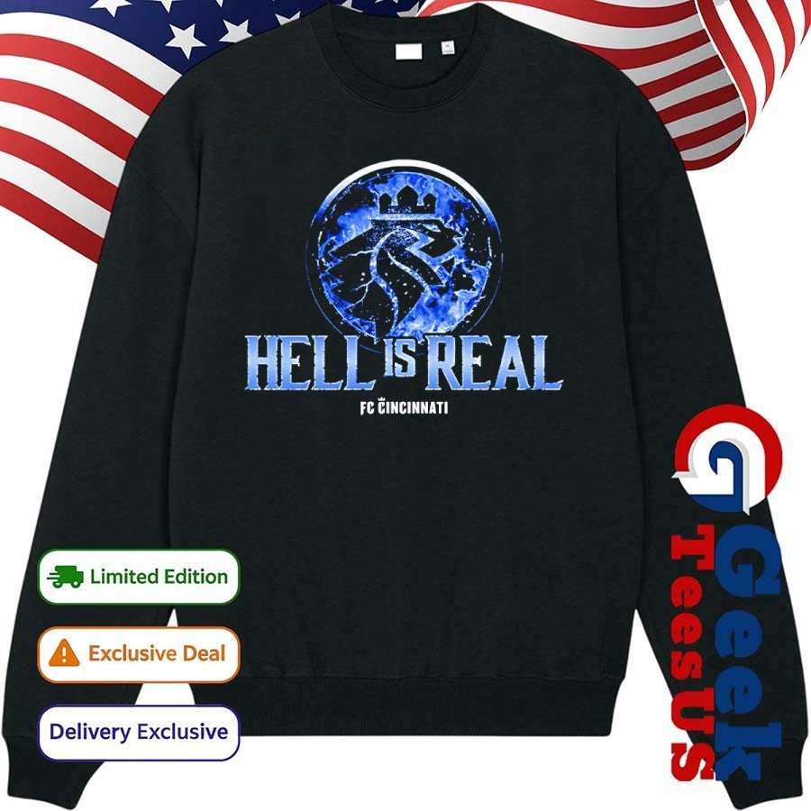 FC Cincinnati Hell is Real Kombat Blue Flame shirt