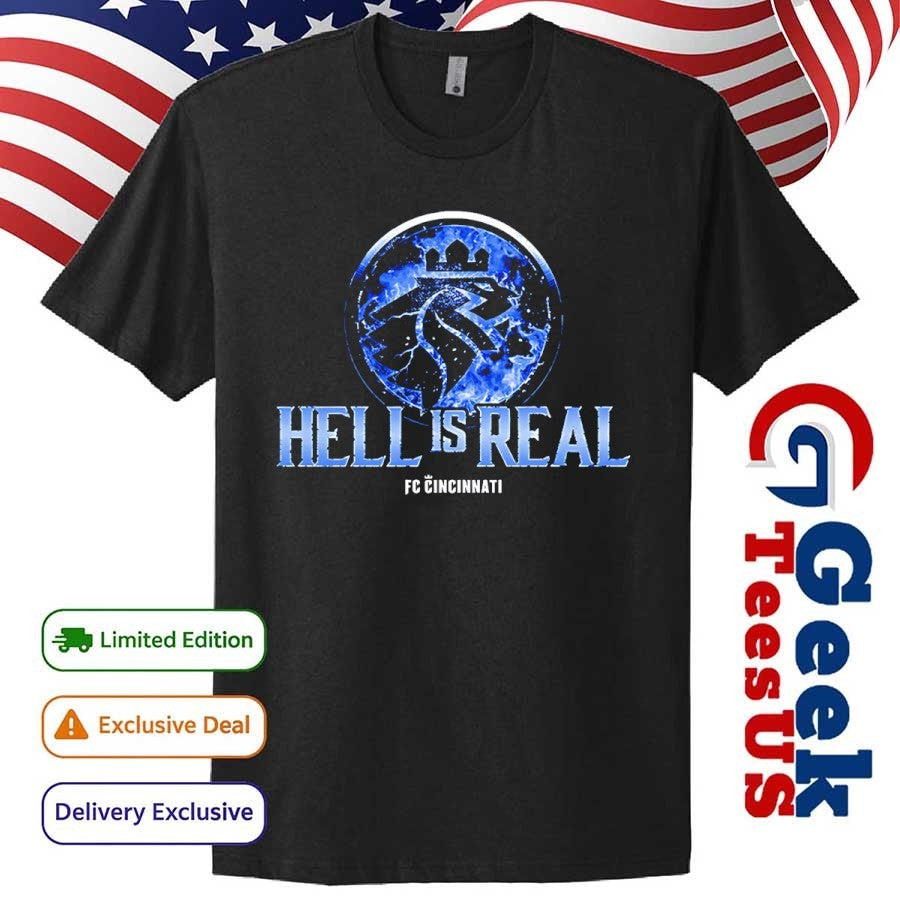 FC Cincinnati Hell is Real Kombat Blue Flame shirt