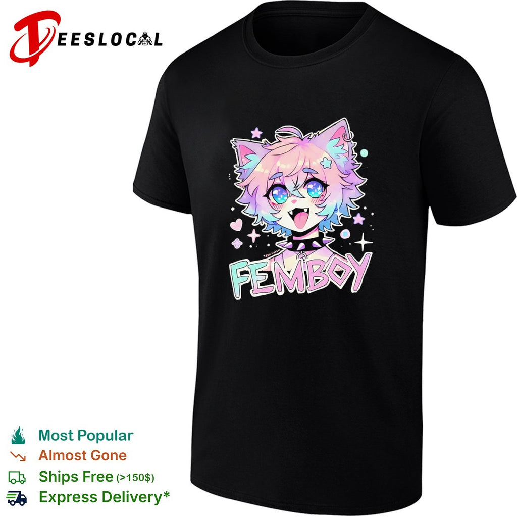 Femboy Pastel Anime Cat Boy Aesthetic kawaii shirt