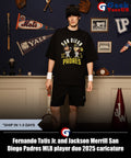 Fernando Tatis Jr. and Jackson Merrill San Diego Padres MLB player duo 2025 caricature shirt