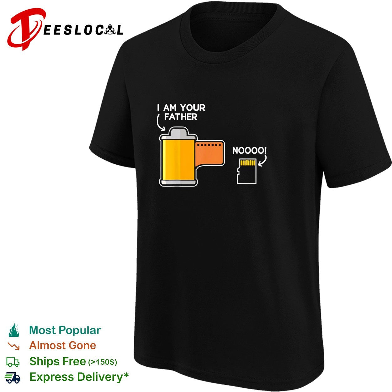 Film canister telling the scared SD memory card I am your father meme shirt