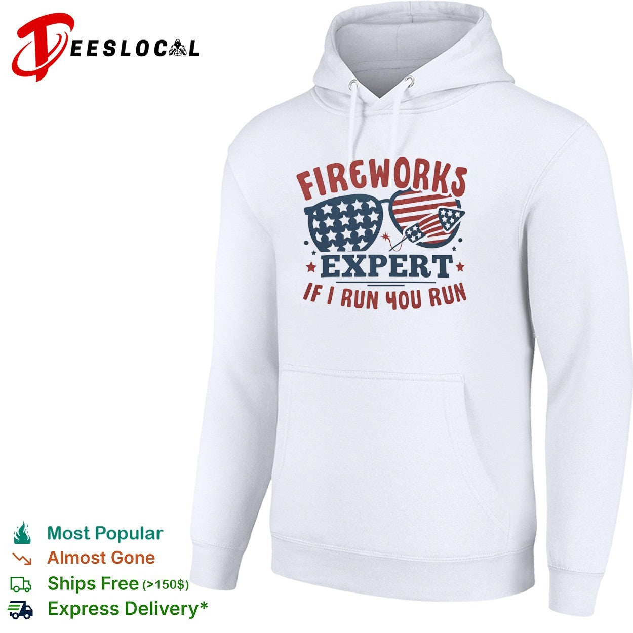 Fireworks Expert if I run you run American flag sunglasses rocket Fourth July shirt
