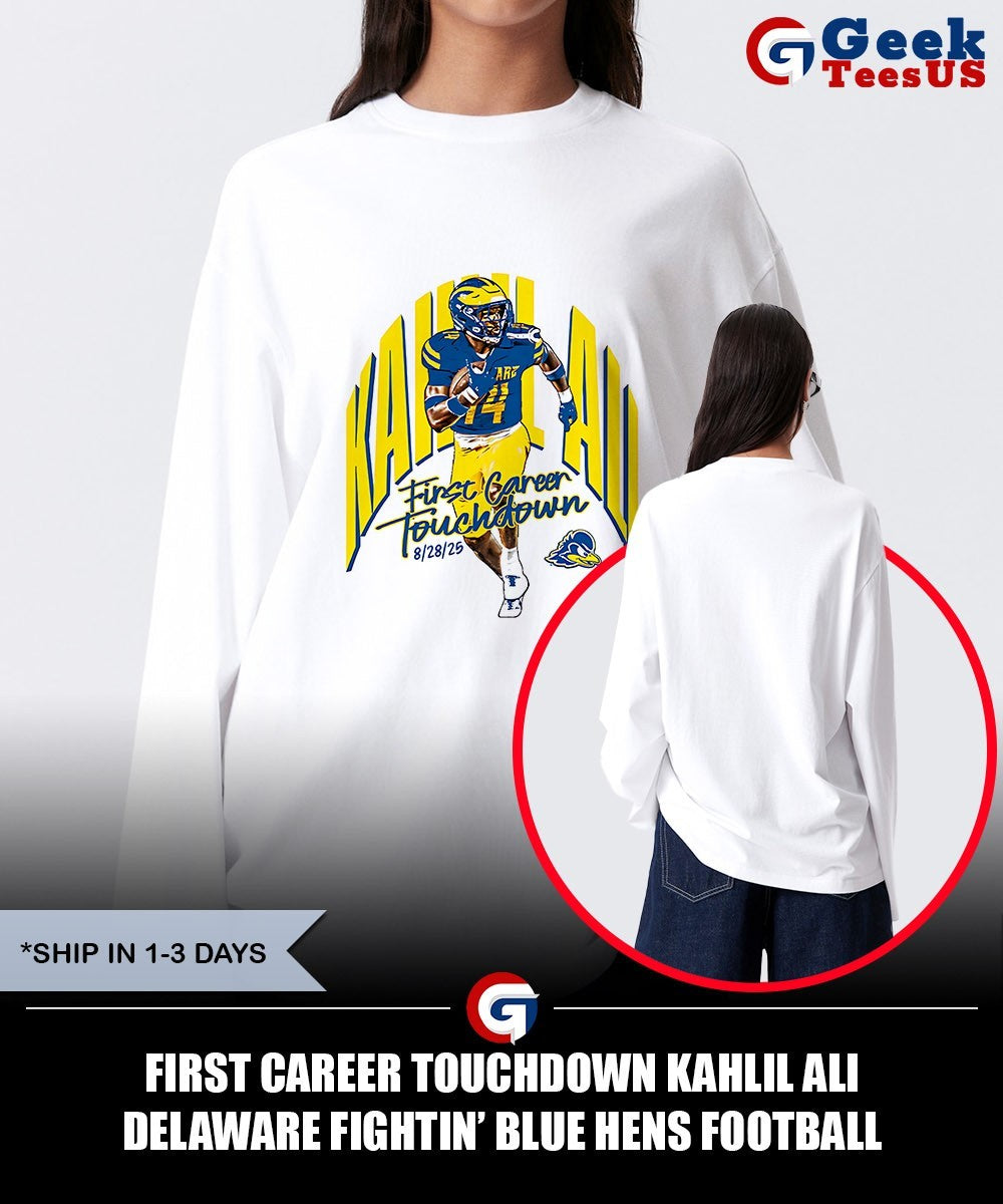 First Career Touchdown Kahlil Ali Delaware Fightin’ Blue Hens football shirt
