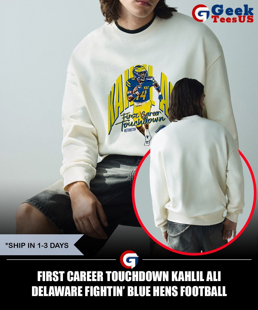 First Career Touchdown Kahlil Ali Delaware Fightin’ Blue Hens football shirt