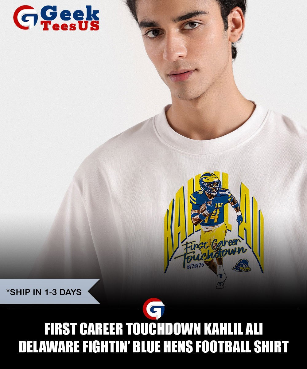 First Career Touchdown Kahlil Ali Delaware Fightin’ Blue Hens football shirt