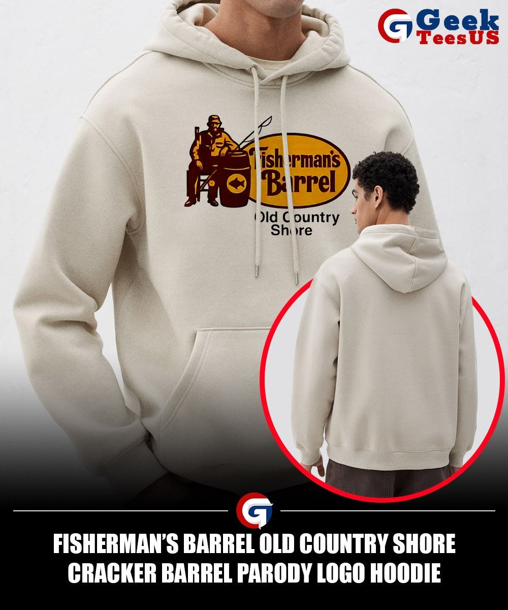 Fisherman’s Barrel Old Country Shore Cracker Barrel parody logo shirt