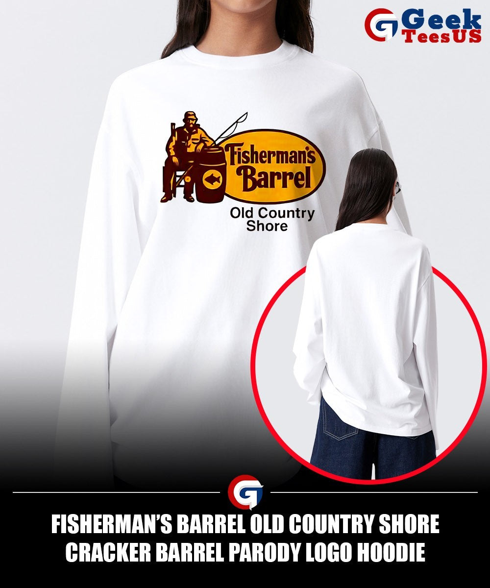 Fisherman’s Barrel Old Country Shore Cracker Barrel parody logo shirt