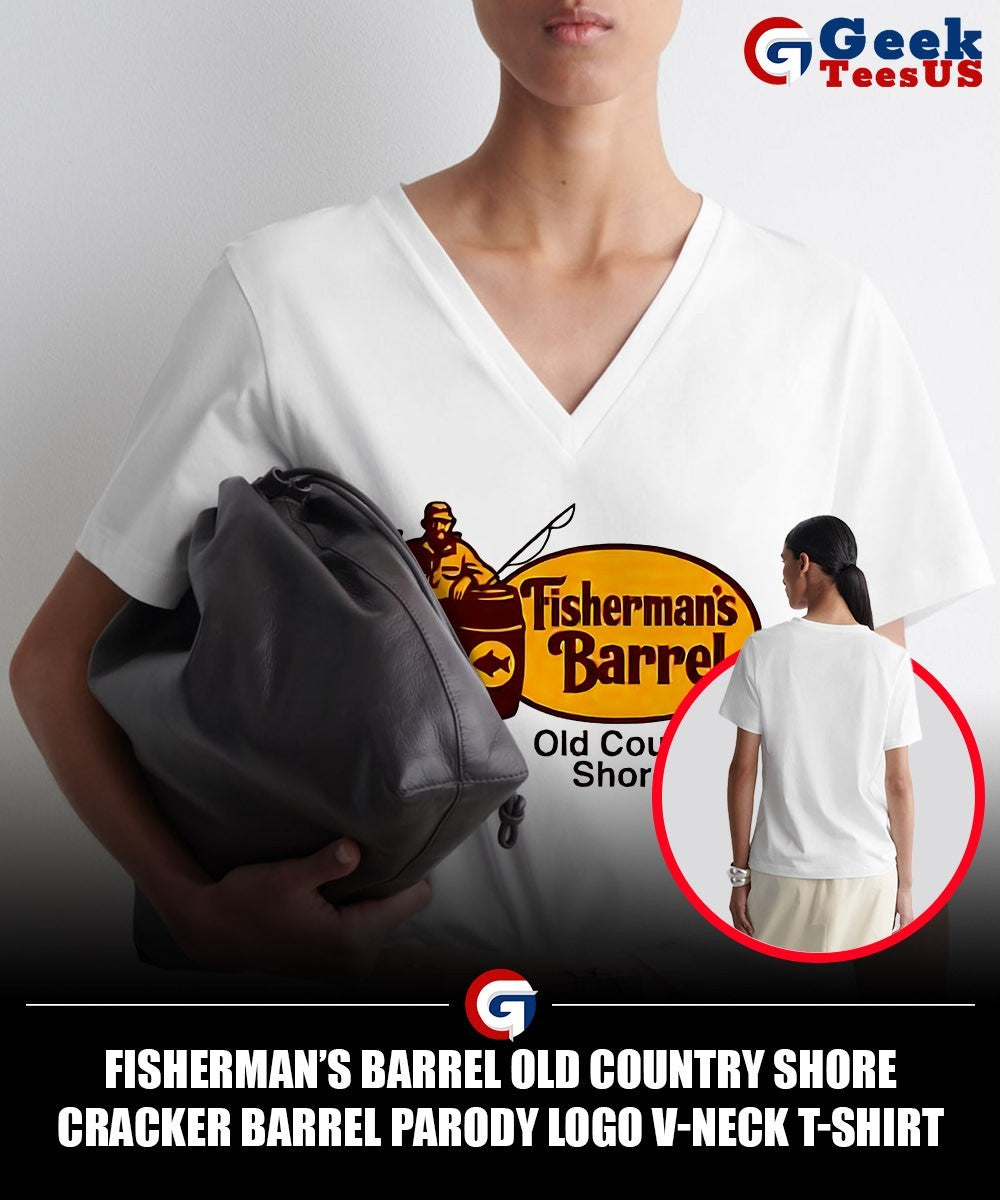 Fisherman’s Barrel Old Country Shore Cracker Barrel parody logo shirt