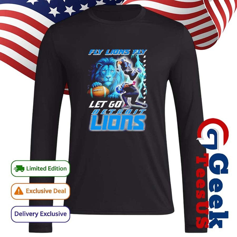 Fly Lions Fly Super Heroes Let Go Detroit Lions 2025 shirt