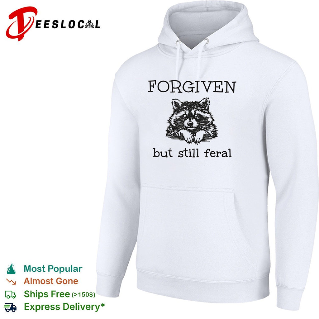 Forgiven but still feral raccoon face peeking over ledge illustration shirt