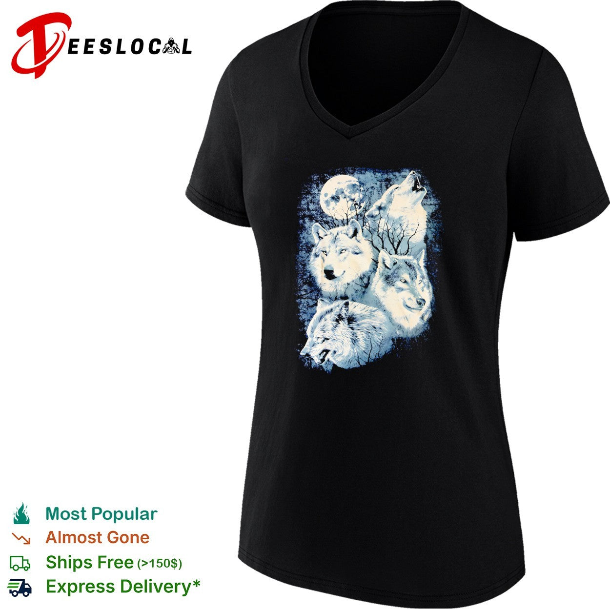 Four Wolves Howling at the Moon shirt