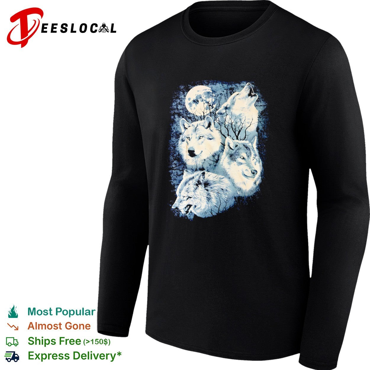 Four Wolves Howling at the Moon shirt