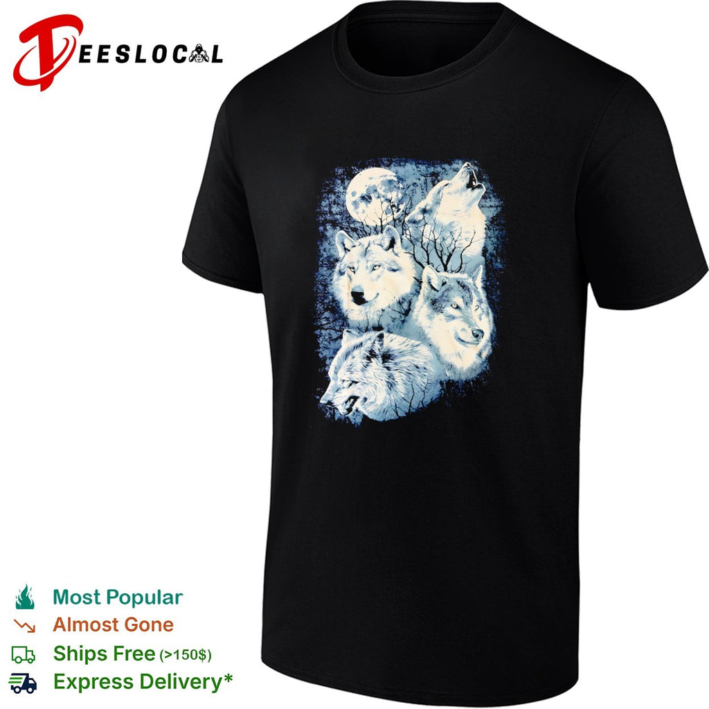 Four Wolves Howling at the Moon shirt