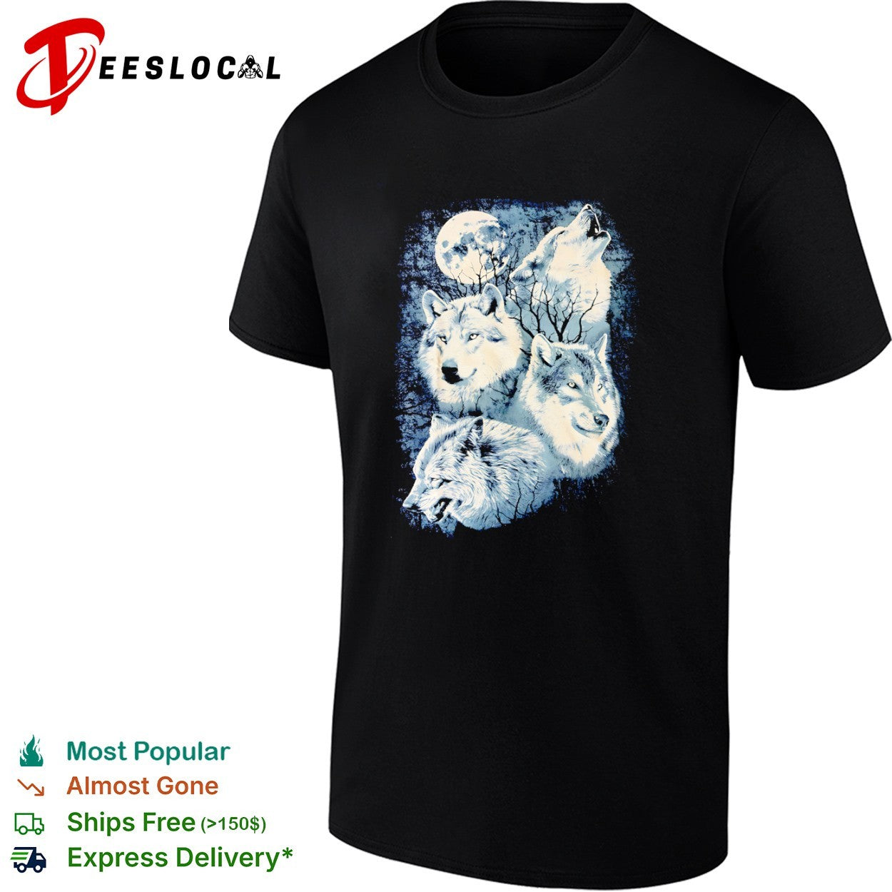 Four Wolves Howling at the Moon shirt