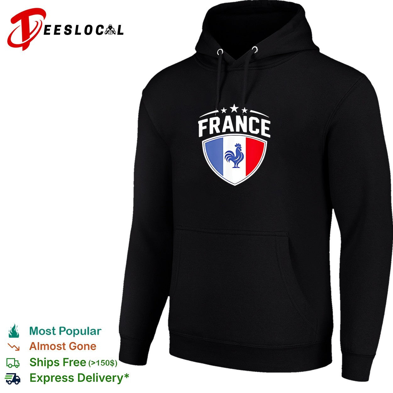 France football crest badge with rooster and national flag shield stars shirt