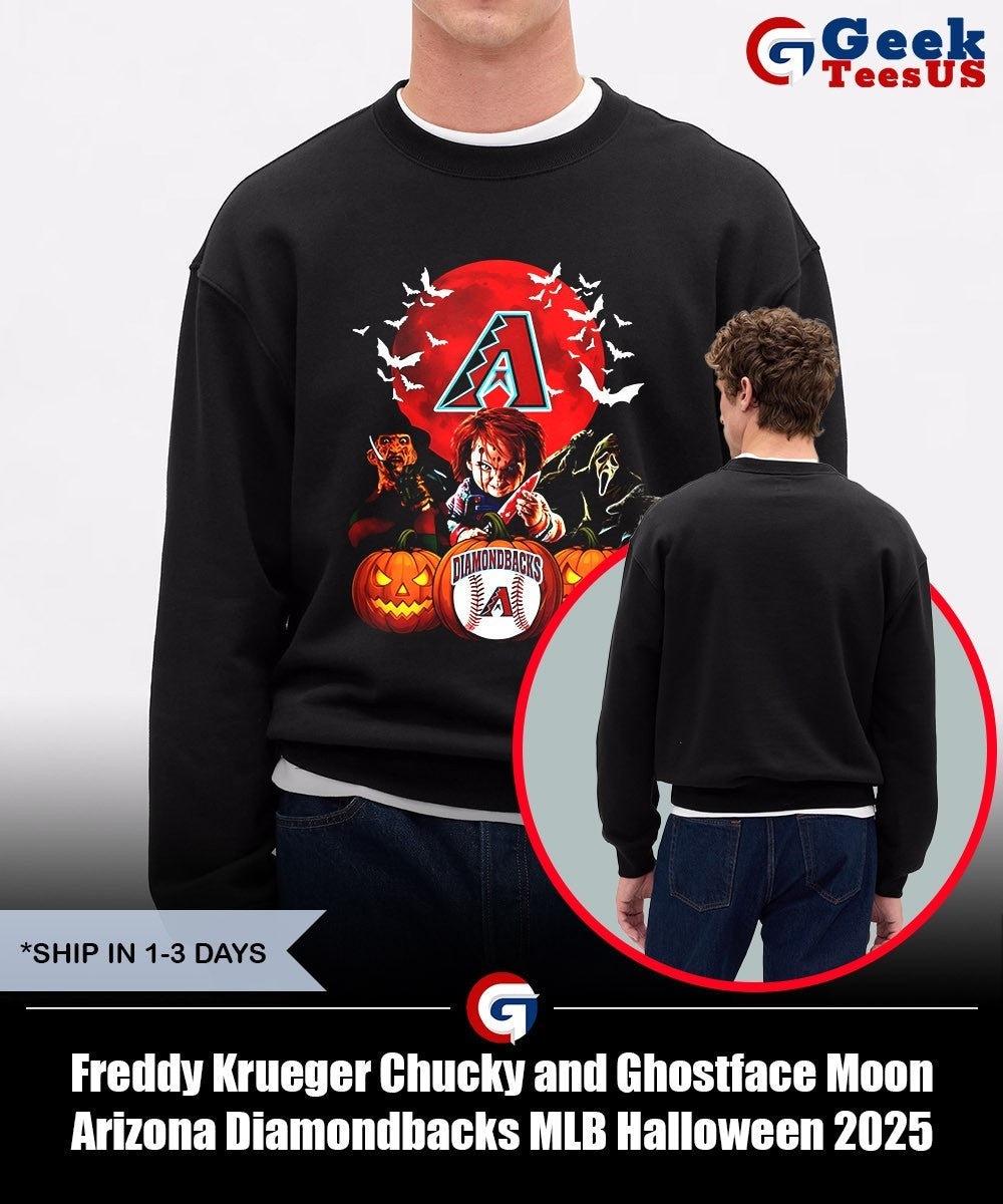Freddy Krueger Chucky and Ghostface Moon Arizona Diamondbacks MLB Halloween 2025 shirt