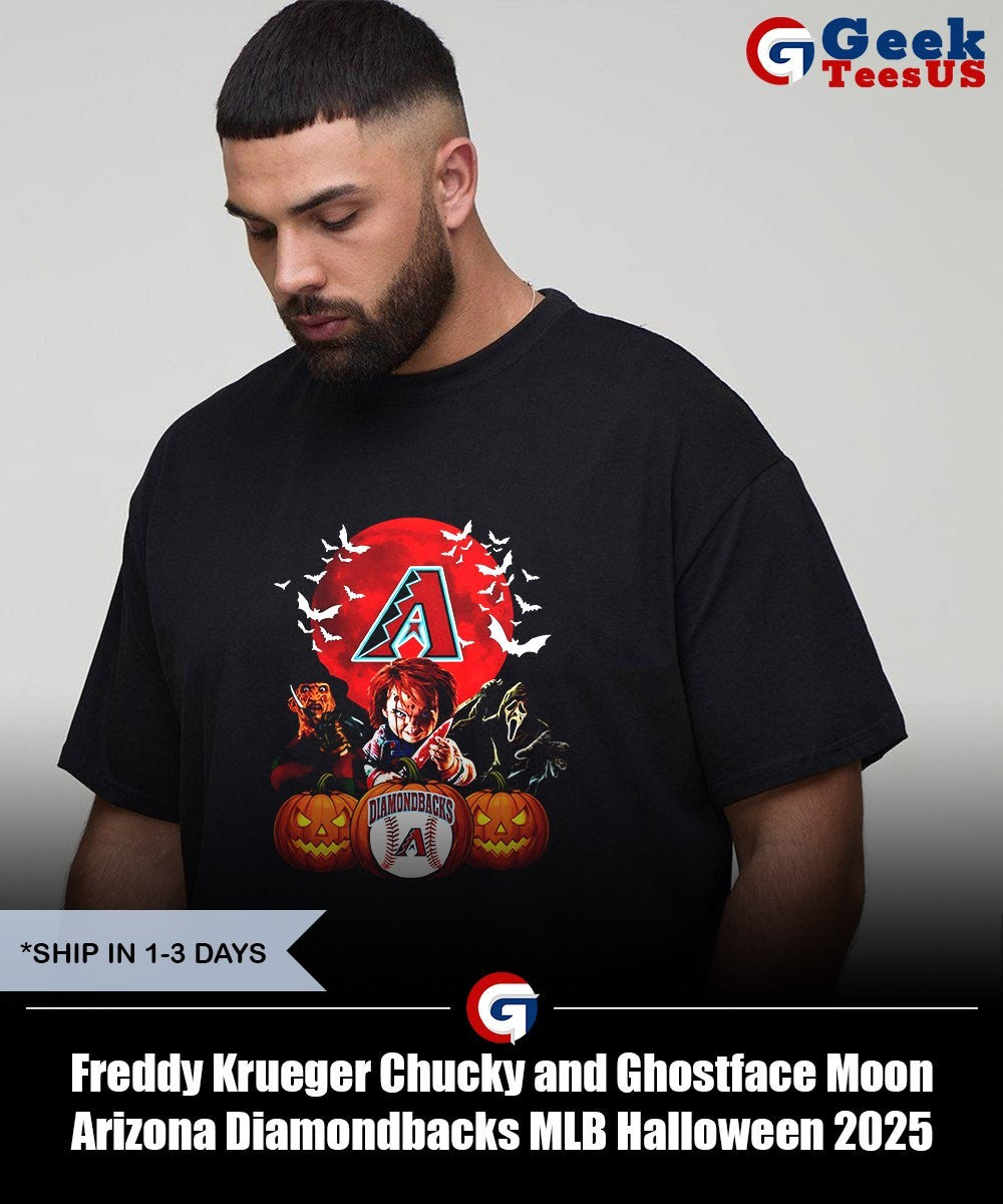 Freddy Krueger Chucky and Ghostface Moon Arizona Diamondbacks MLB Halloween 2025 shirt