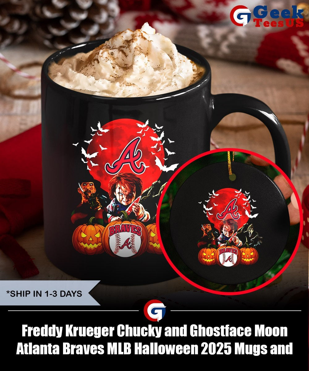 Freddy Krueger Chucky and Ghostface Moon Atlanta Braves MLB Halloween 2025 shirt