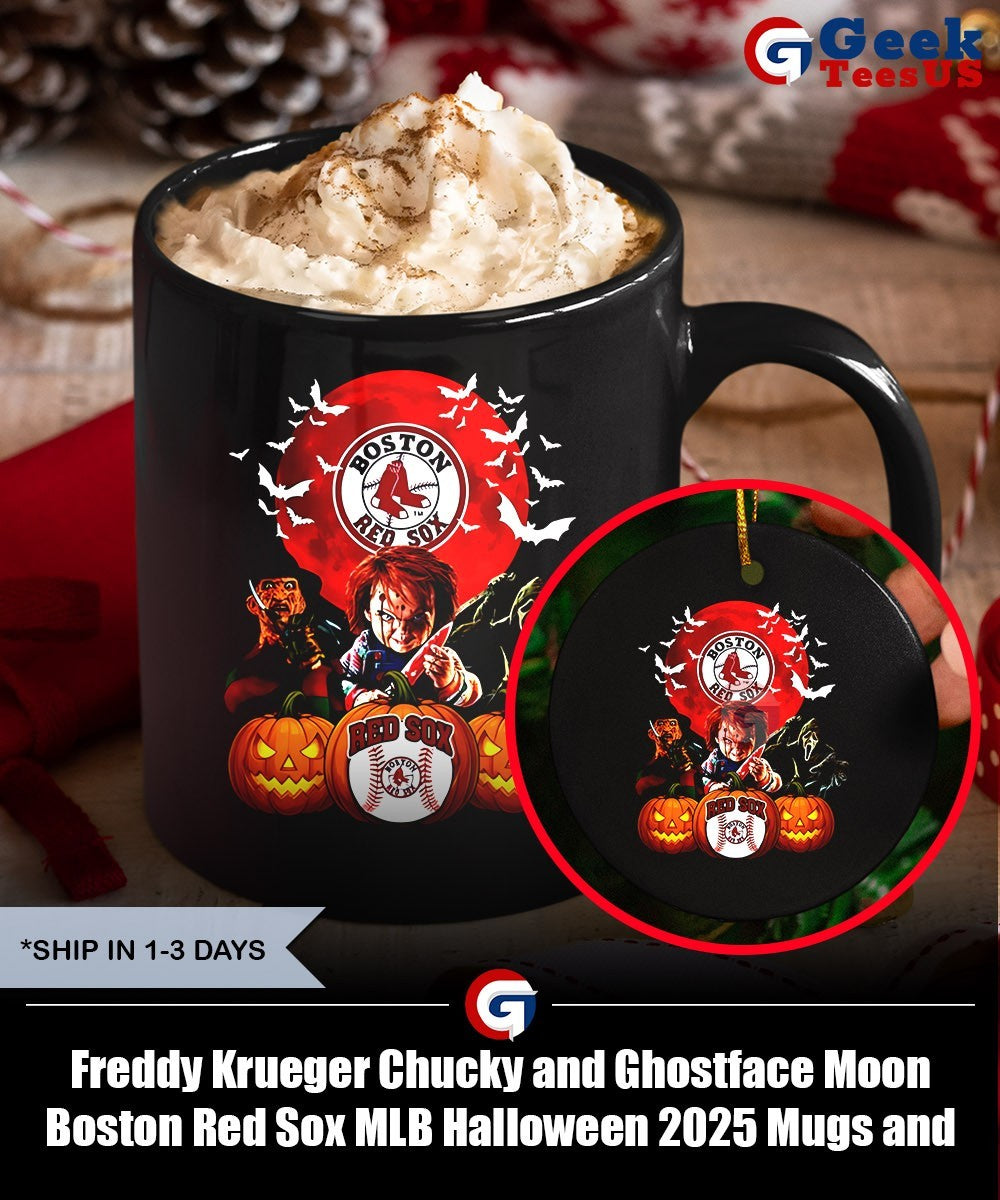 Freddy Krueger Chucky and Ghostface Moon Boston Red Sox MLB Halloween 2025 shirt