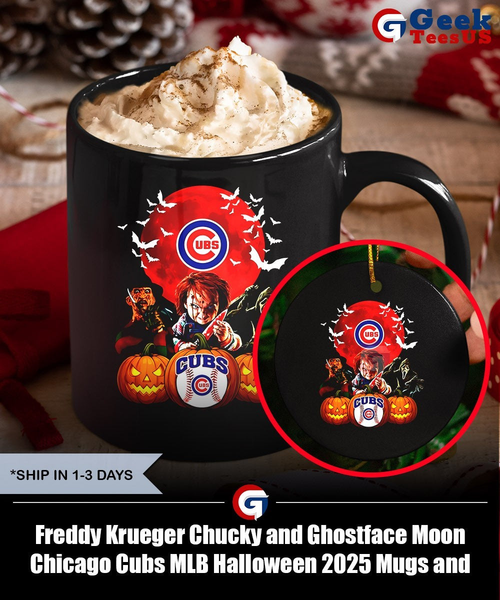 Freddy Krueger Chucky and Ghostface Moon Chicago Cubs MLB Halloween 2025 shirt