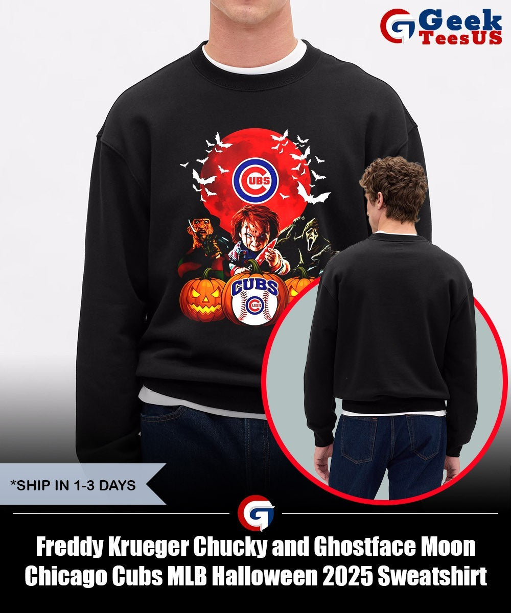 Freddy Krueger Chucky and Ghostface Moon Chicago Cubs MLB Halloween 2025 shirt