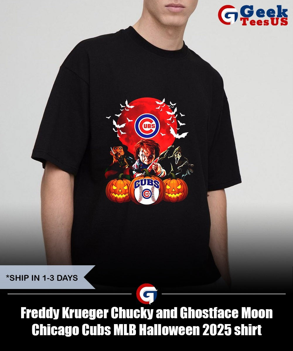 Freddy Krueger Chucky and Ghostface Moon Chicago Cubs MLB Halloween 2025 shirt