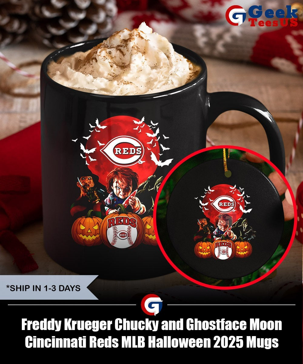 Freddy Krueger Chucky and Ghostface Moon Cincinnati Reds MLB Halloween 2025 shirt