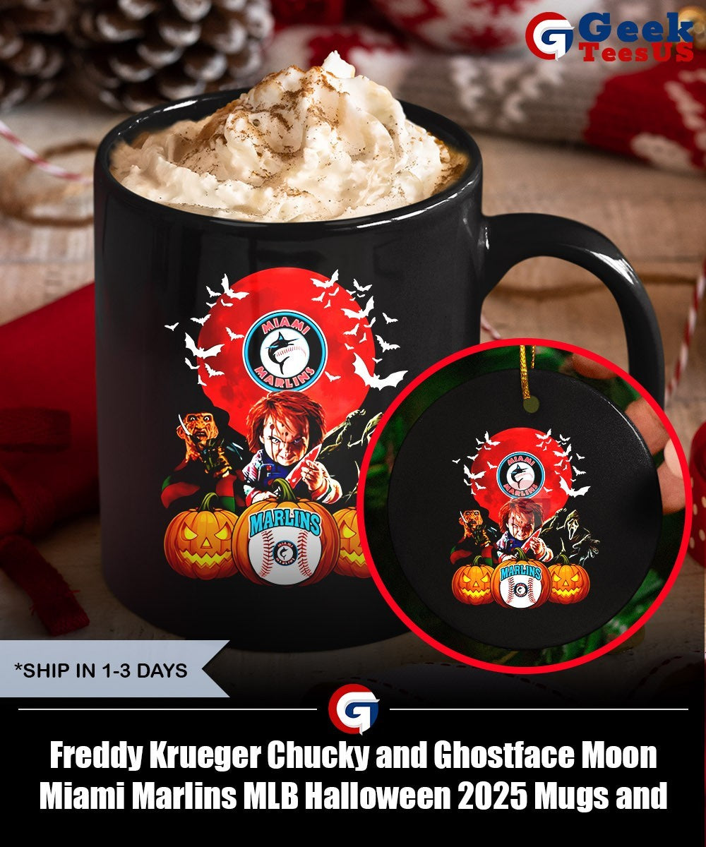 Freddy Krueger Chucky and Ghostface Moon Miami Marlins MLB Halloween 2025 shirt
