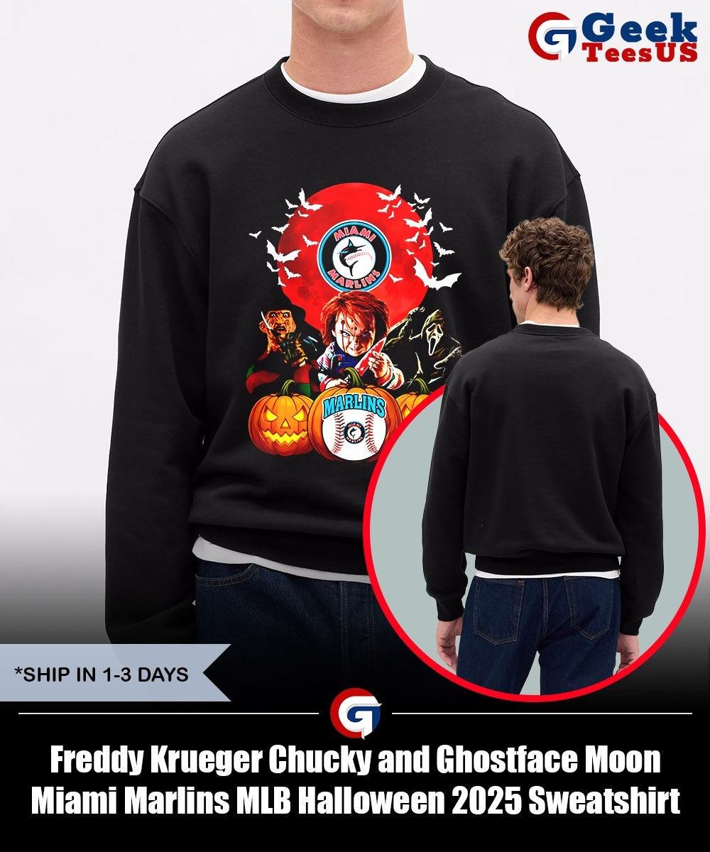 Freddy Krueger Chucky and Ghostface Moon Miami Marlins MLB Halloween 2025 shirt