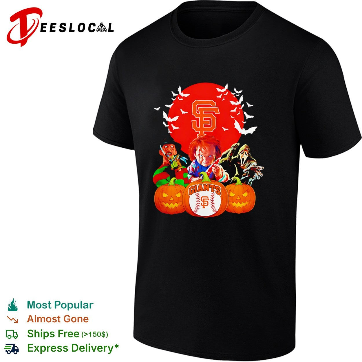 Freddy Krueger Chucky and Ghostface SF Giants Halloween shirt