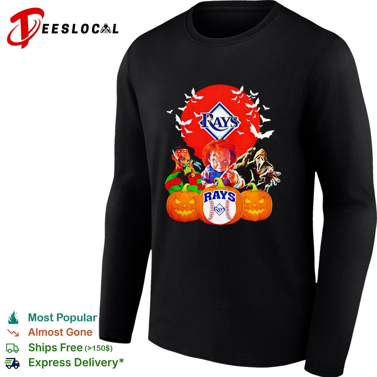 Freddy Krueger Chucky and Ghostface Tampa Bay Rays Halloween shirt