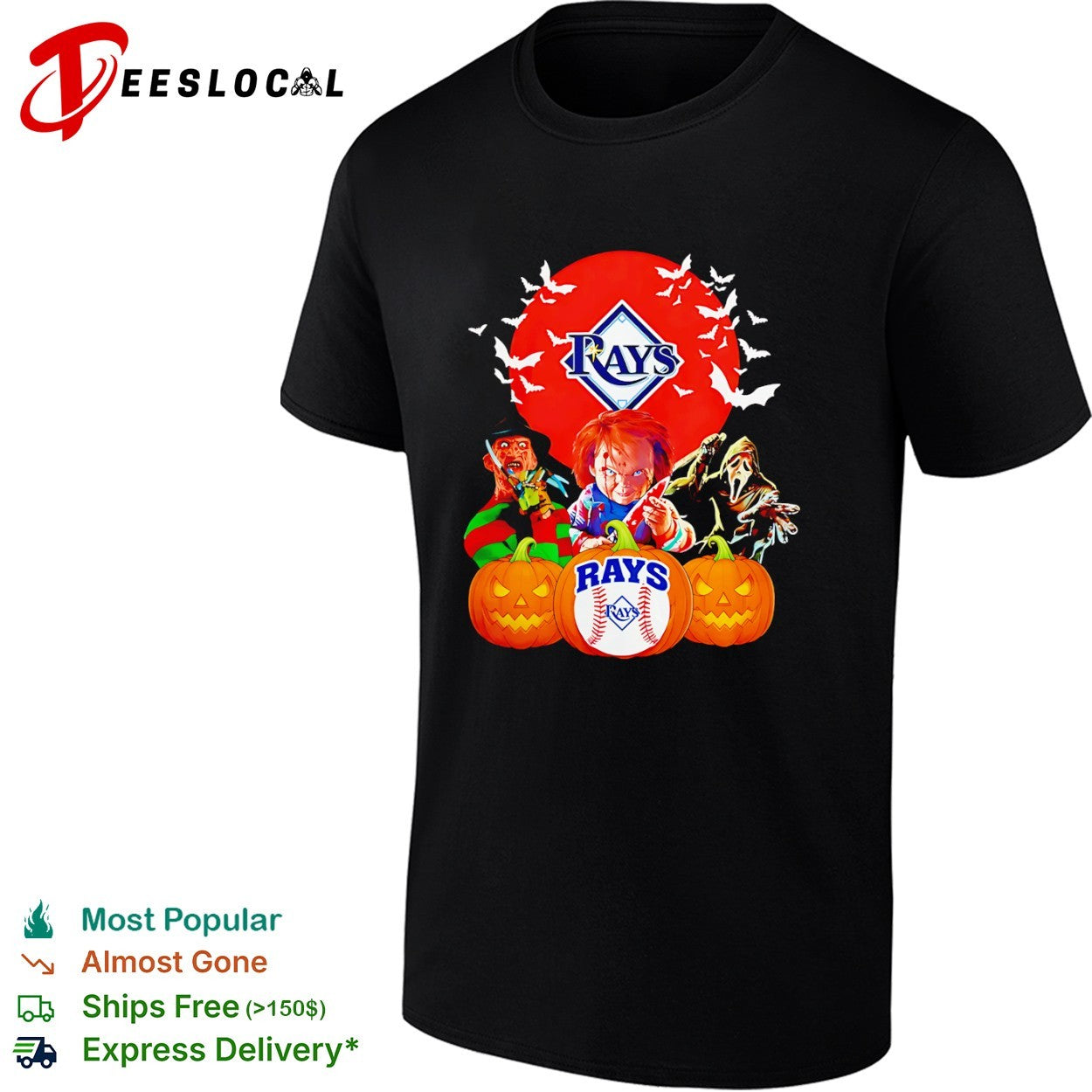 Freddy Krueger Chucky and Ghostface Tampa Bay Rays Halloween shirt