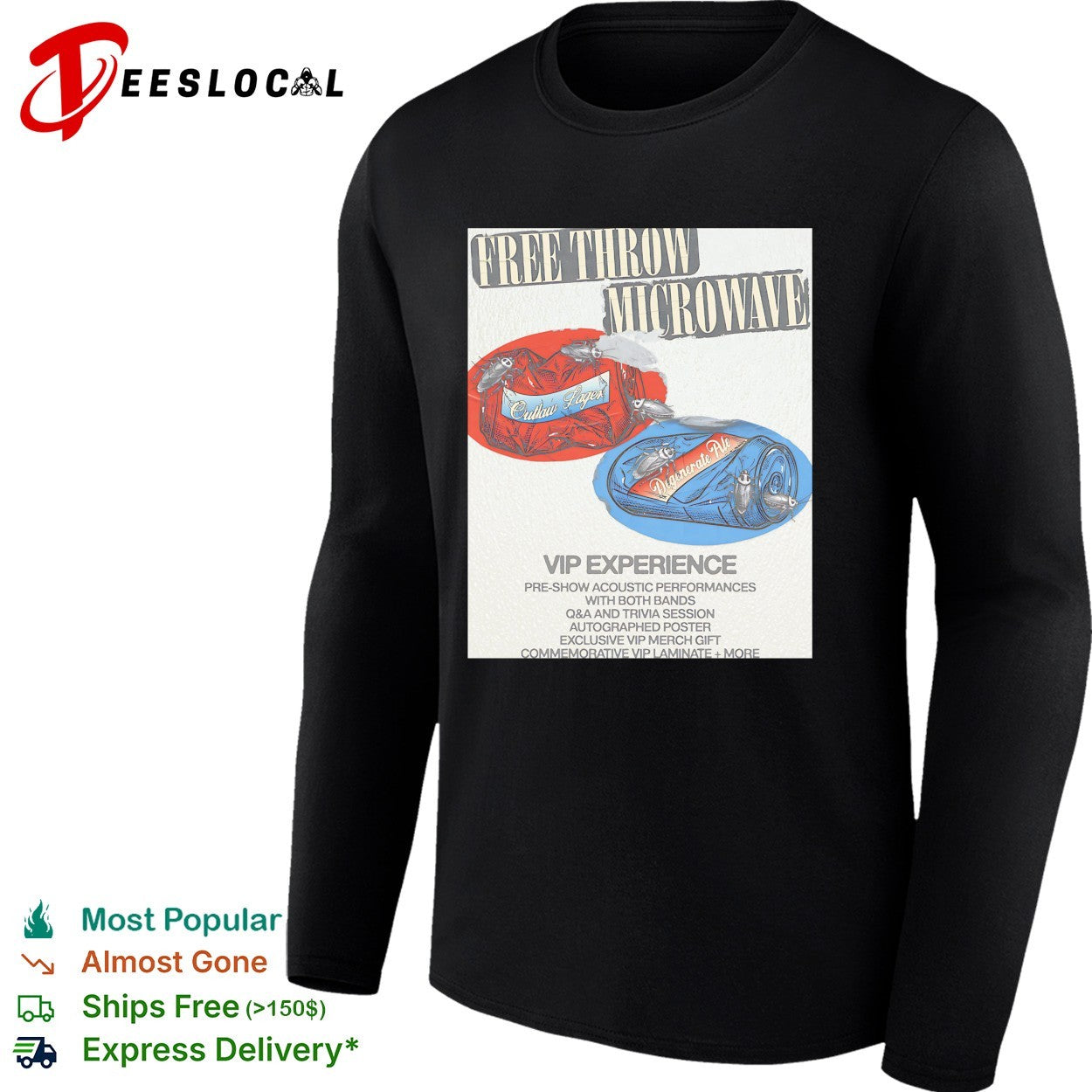 Free Throw and Microwave VIP experience cockroaches crawling on beer cans tour shirt