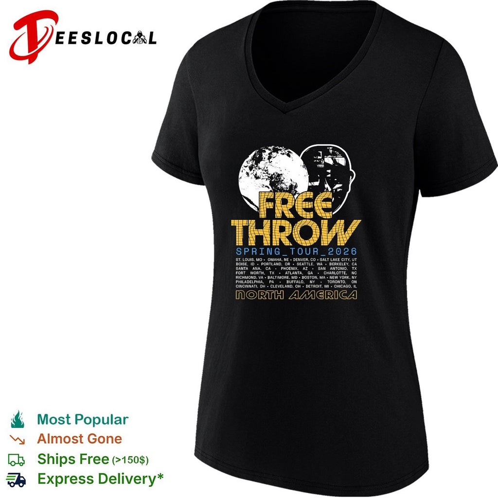 Free Throw spring tour 2026 north america poster with moon and astronaut head shirt