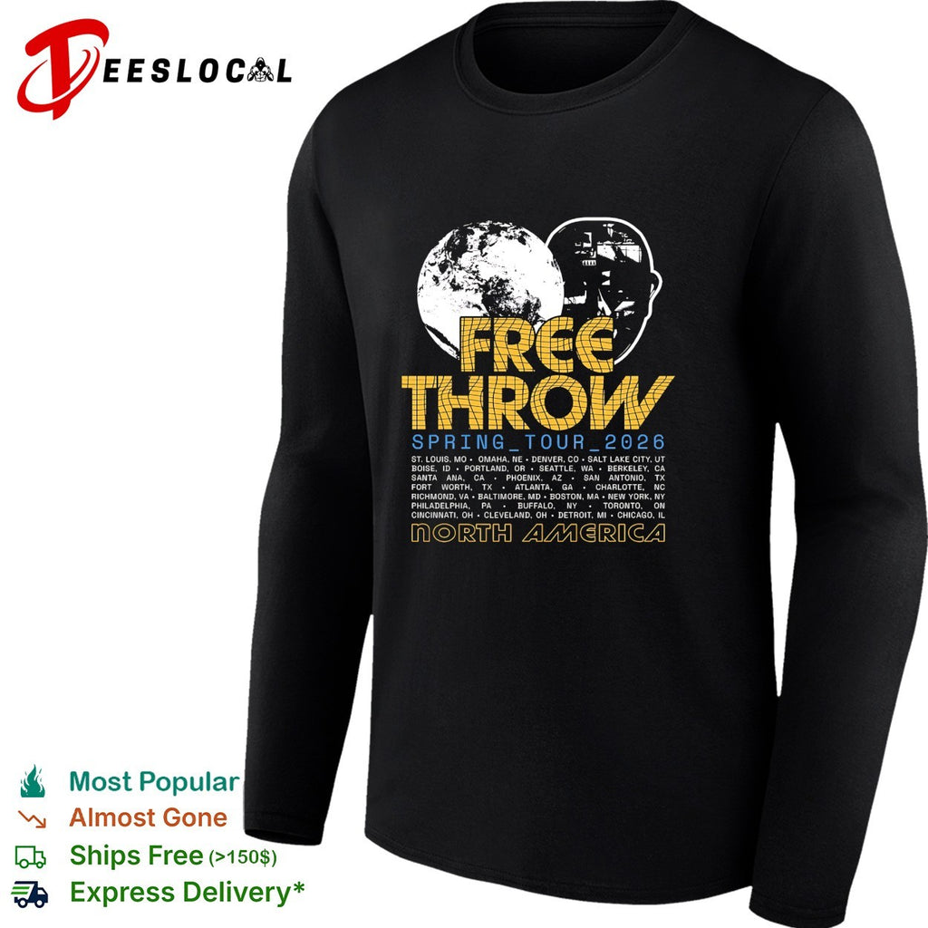 Free Throw spring tour 2026 north america poster with moon and astronaut head shirt