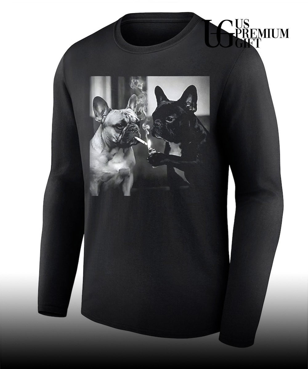 Frenchie Buddies French Bulldog smoking cigarette meme shirt