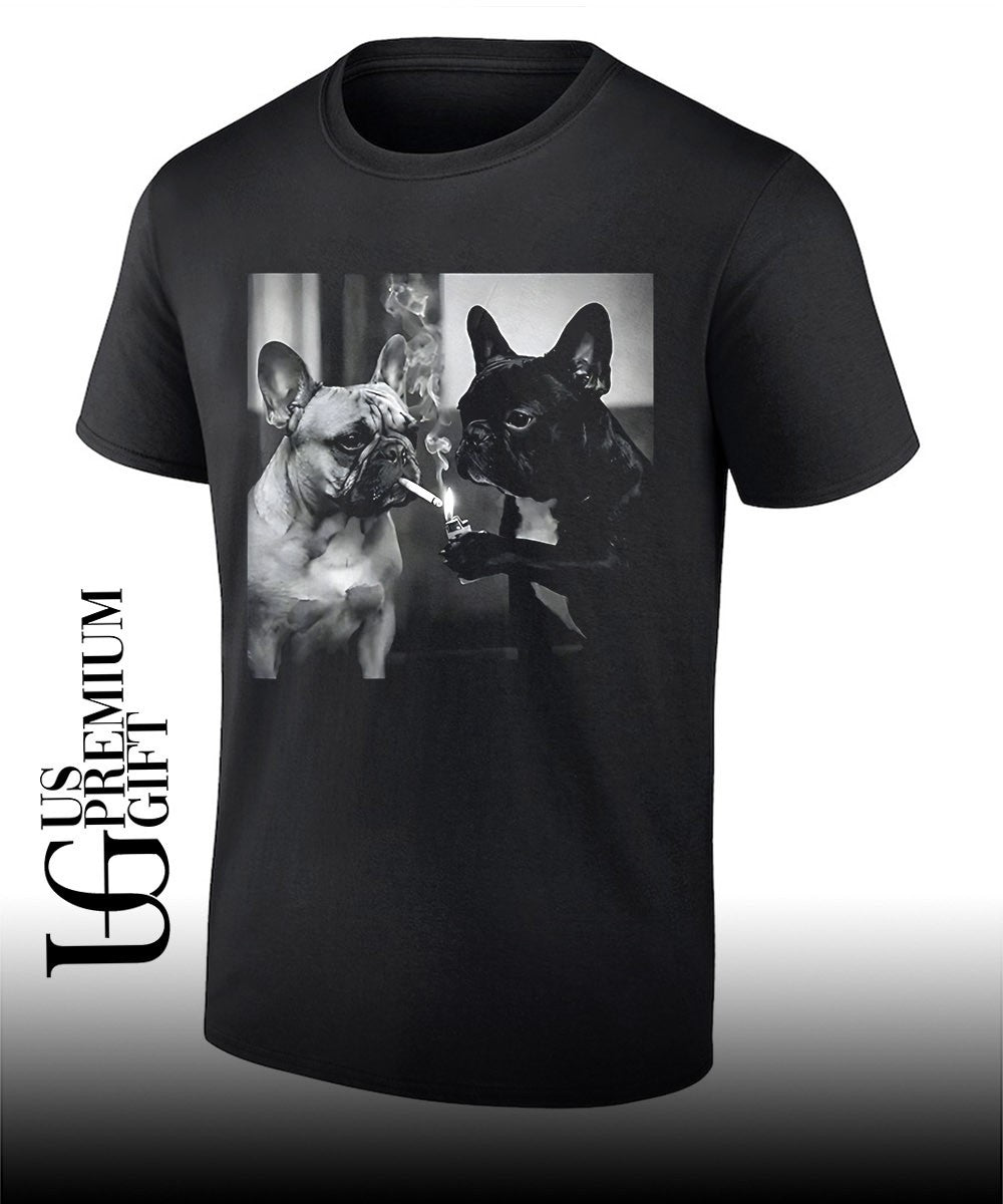 Frenchie Buddies French Bulldog smoking cigarette meme shirt