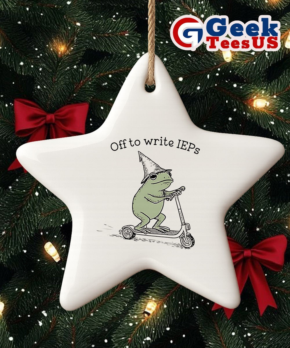 Frog off to write IEPs Ornament