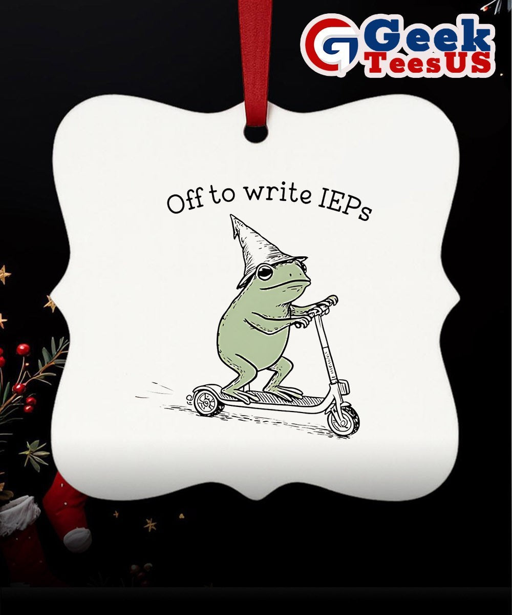 Frog off to write IEPs Ornament