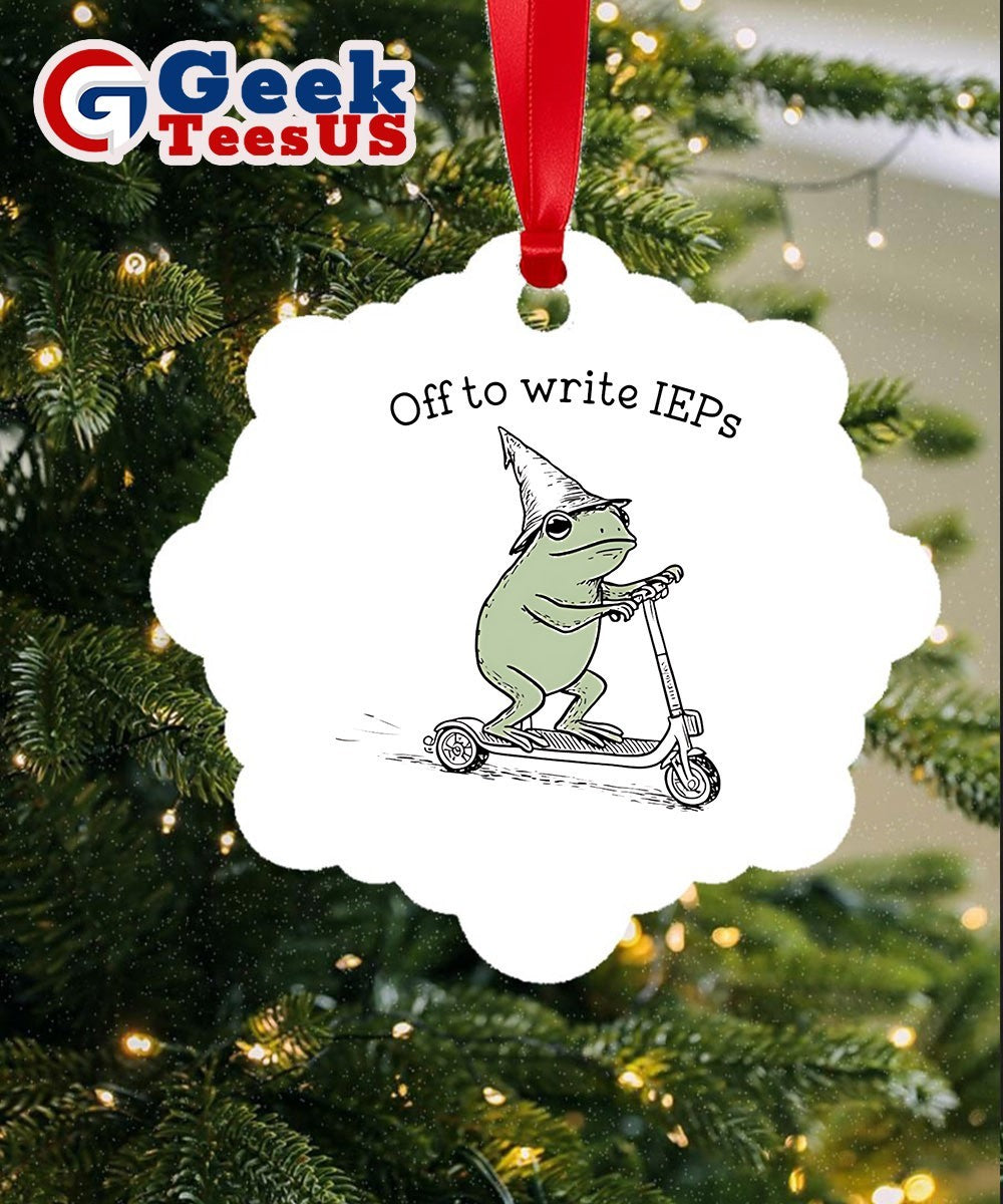 Frog off to write IEPs Ornament