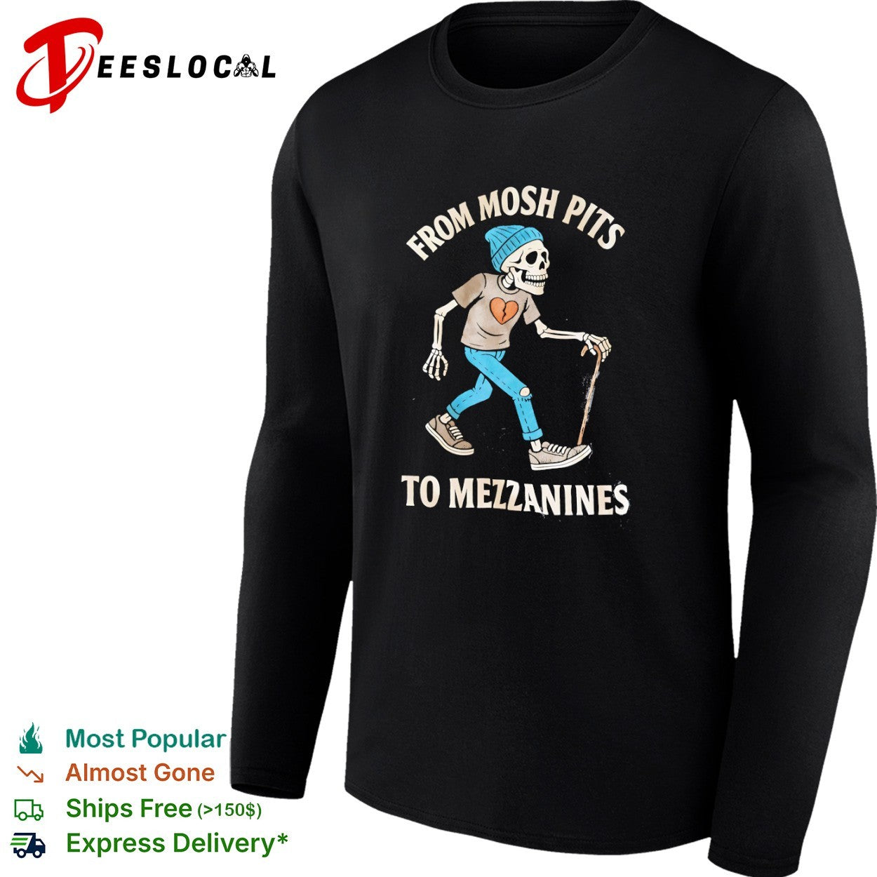 From Mosh Pits to Mezzanines Skeleton mezzanine shirt